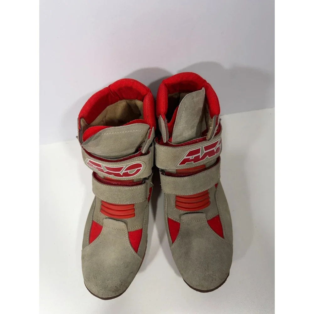 Vintage AXO Grey Red Suede Motocross Sport Boots High Top 90s Favaro Design‎